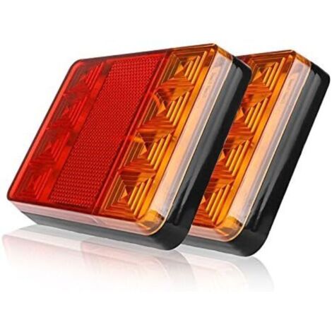 Lot de 2 feux arrière de remorque, 8 LED pour voiture, camion, feux arrière, feux d'avertissement étanches, feux arrière pour remorque, camion, bateau, DC 24 V