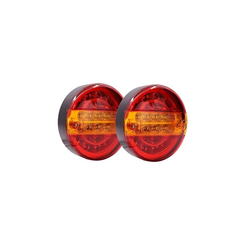 Lot de 2 feux arrière de remorque à 20 LED, feux arrière de camion Hambourg 12 V, feux de remorque ronds à LED, feux de freinage, feux de recul