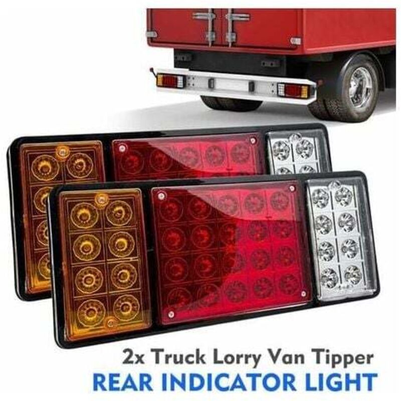 Basetbl - Lot de 2 feux arrière de voiture 12V 36 led, clignotants d'arrêt pour camion remorque camion caravane Van feu de recul