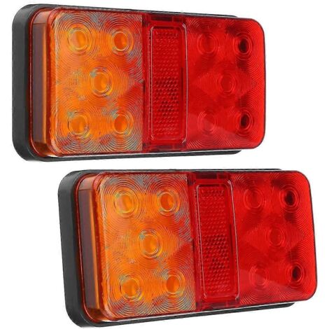 Lot de 2 feux arrière étanches 12 V à 10 LED pour camion, remorque, voiture, clignotant, feu stop, feu arrière pour bateau