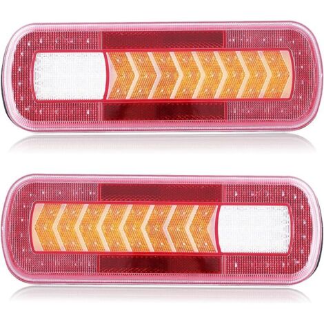 Lot de 2 feux arrière LED dynamiques 12 V 24 V pour remorque de voiture - Feux arrière LED étanches - Feux arrière de remorque - Marque E