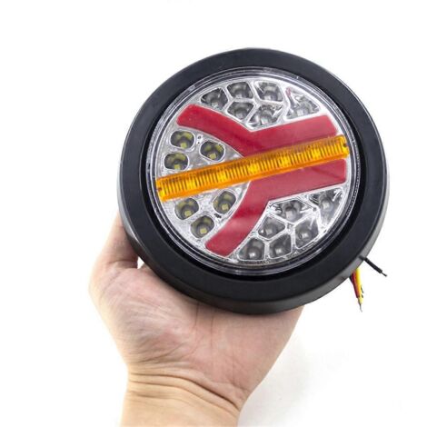 Lot de 2 feux arrière ronds à LED 12V/24V pour voiture (feux stop, clignotants latéraux).