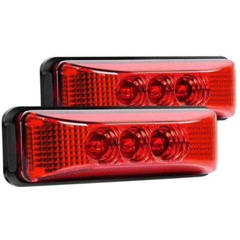 Lot de 2 feux de gabarit latéraux avant et arrière à 3 LED rouges pour camion et remorque, 3,9 pouces, feux de gabarit, feux de roche, étanches, montage en surface