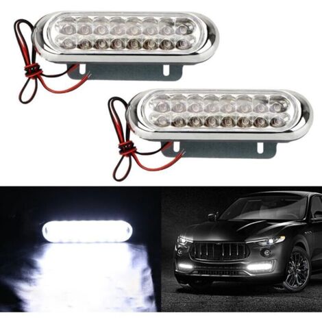 Lot de 2 Feux de Jour LED Universels 16 Blancs Anti-Brouillard pour Voiture