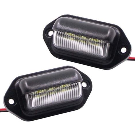 Lot de 2 feux de plaque d'immatriculation, 12 V, 6 LED, feu arrière pour camion, SUV, remorque, fourgonnette, éclairage de courtoisie, plafonnier et éclairage de chargement