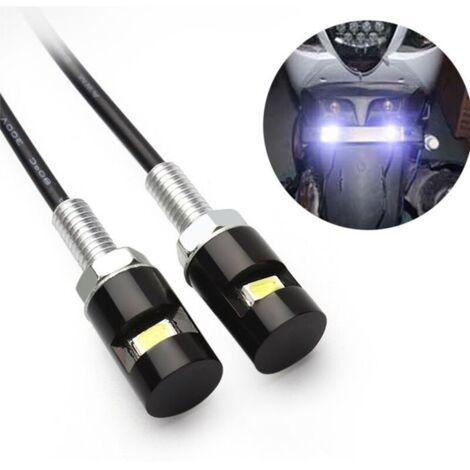 Lot de 2 feux de plaque d'immatriculation, étiquette d'immatriculation à vis, ampoule LED blanche 12 V, étanche/anti-pluie, support
