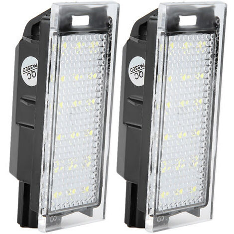 Lot de 2 feux de plaque d'immatriculation LED 18 perles – Éclairage haute luminosité – Compatible Twingo, Clio, Mégane, Laguna