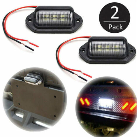 Lot de 2 feux de plaque d'immatriculation LED étanche 6 feux arrière LED SMD feux de plaque d'immatriculation pour 12 V/24 V camion fourgon remorque voiture caravane
