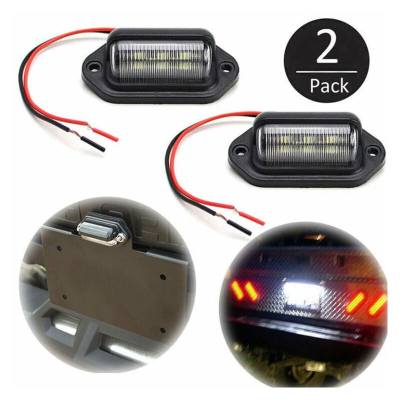 Furwoo - Lot de 2 feux de plaque d'immatriculation led étanche 6 feux arrière led smd feux de plaque d'immatriculation pour 12 V/24 v camion fourgon