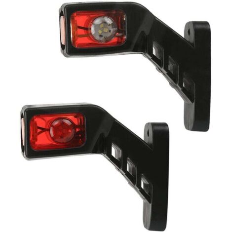 Lot de 2 feux de position latéraux LED 12V / 24V Fixation au châssis pour camions et camions bennes - Rouge/Blanc/Orange