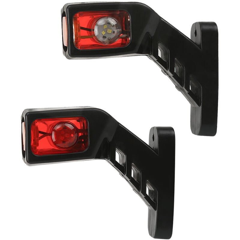 Memkey - Lot de 2 feux de position latéraux led 12V / 24V Fixation au châssis pour camions et camions bennes - Rouge/Blanc/Orange