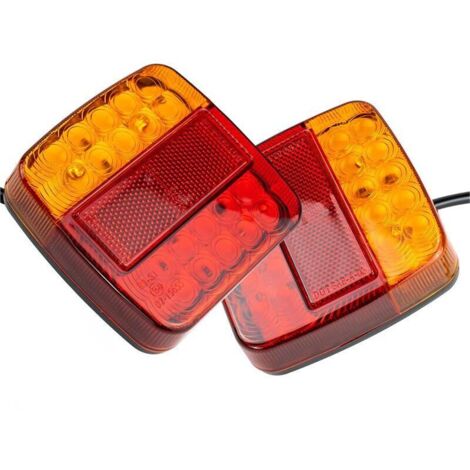 Lot de 2 feux de remorque LED 12 V avec éclairage de plaque d'immatriculation, feu stop arrière étanche pour camion, fourgonnette, caravane, tracteur, véhicule agricole