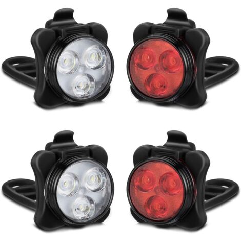 Ensemble Feu Avant/arrière Vélo Torch LED – Rechargeable USB, étanche, Aluminium