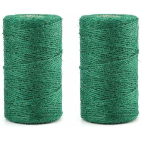 Lot de 2 ficelles de jardin de 100 m de ficelle de jute verte pour jardinage, fleuriste et regroupement,AAMUNPA