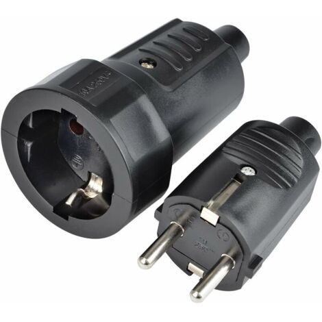 Lot de 2 Fiches Prise Femelle 250V Incassable et Stable Prise Double Jeu de Fiches Mâle et Femelle（1 pcs）