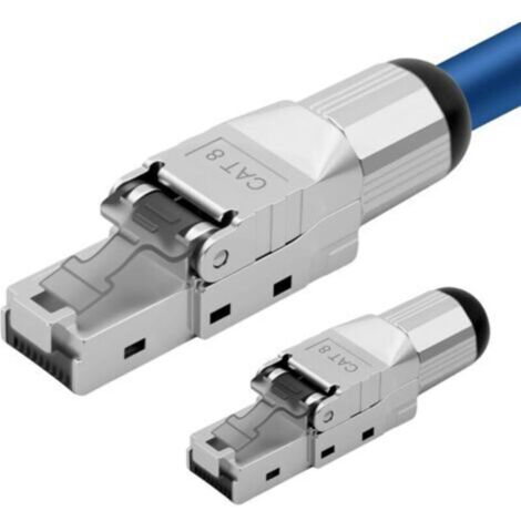 Lot de 2 fiches réseau CAT 8 RJ45 pour câbles LAN rigides - Câble de pose Ethernet - Fiche LAN CAT 8 sans outil LSA, entièrement blindé STP, 40 Gbit/s, AWG 22-26