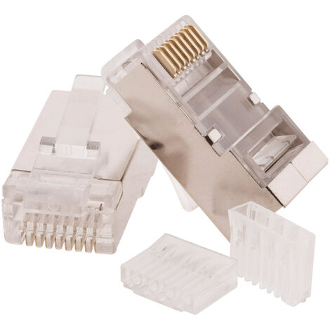 Double Prise Réseau Ethernet RJ45 CAT5e Encastrable DOMO Argent