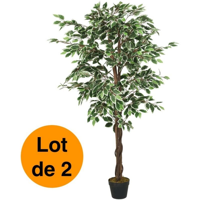 Lot de 2 Ficus 80 cm Artificiels. Pour une décoration d'intérieur Sublimée - Vert
