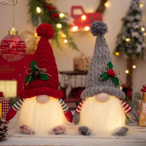 Lot de 2 Figurines de Lutin de Noël Faites à la Main - Père Noël tomte GNOME - pour Décoration De Noel Et Décoration De Table (16 x 28 cm)