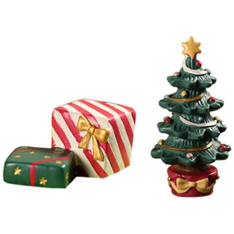 Lot de 2 figurines miniatures de Noël pour aquarium, en résine, représentant un sapin de Noël.