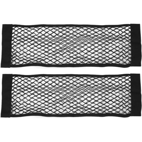 Lot de 2 filets de rangement noirs à double couche pour coffre de voiture, pour téléphone portable, clés et petits objets, 80 x 24 cm