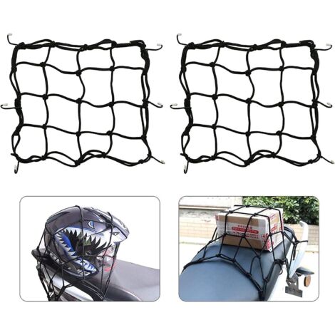 lot De 2 Filets Pour Casque De Moto 30 X 30 Cm, Filet Lastique Pour Moto, Couverture De Charge Pour Vlo, Crochets De Vtt, Lastiques Rtractables