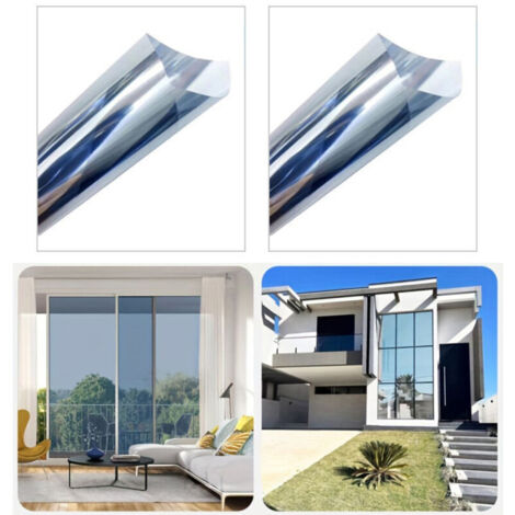 Lot de 2 films isolants de protection solaire pour fenêtre, film de confidentialité anti-ultraviolet, couleur argent, 50 cm x 6 m