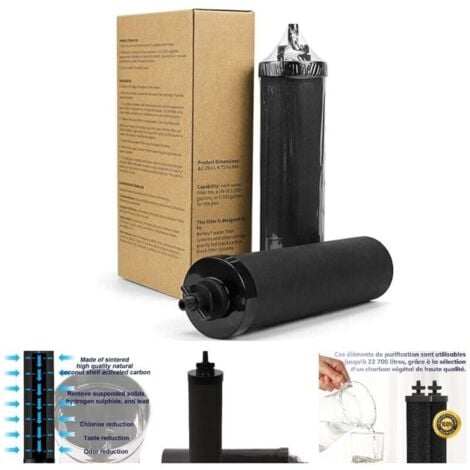 LONGZIMING Lot de 2 Filtre à eau certifié NSF/ANSI 42&372, remplacement pour système de filtre à eau par gravité Berkey® à eau compatible，Réduit les Contaminants à Hauteur de 99,99%