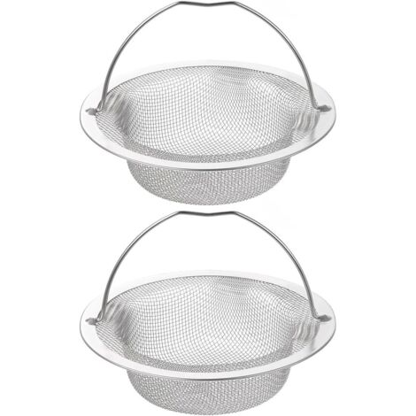 Lot de 2 Filtre évier,Acier inoxydable,Poignée intégrée,Grille cuisine,Anti-colmatage,Salle de bain