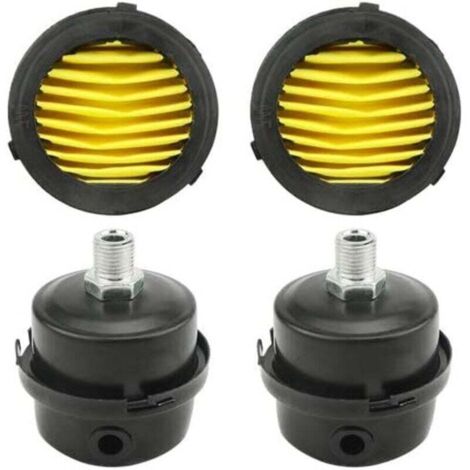 Lot de 2 Filtre silencieux pour compresseur d'air 1/4" PT 12,5 mm Filtre d'admission de compresseur d'air en métal Silencieux (12.5mm) + 2 pièces de remplacement de l'élément filtrant