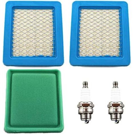 Lot de 2 filtres à air bougie dallumage pour moteur Briggs &amp Stratton 3 à 5 CV Quantum 625 650 675 tondeuse à gazon 491588 399959 491588S Wolf 2058411 John Deere PT15853 Oregon 30-710