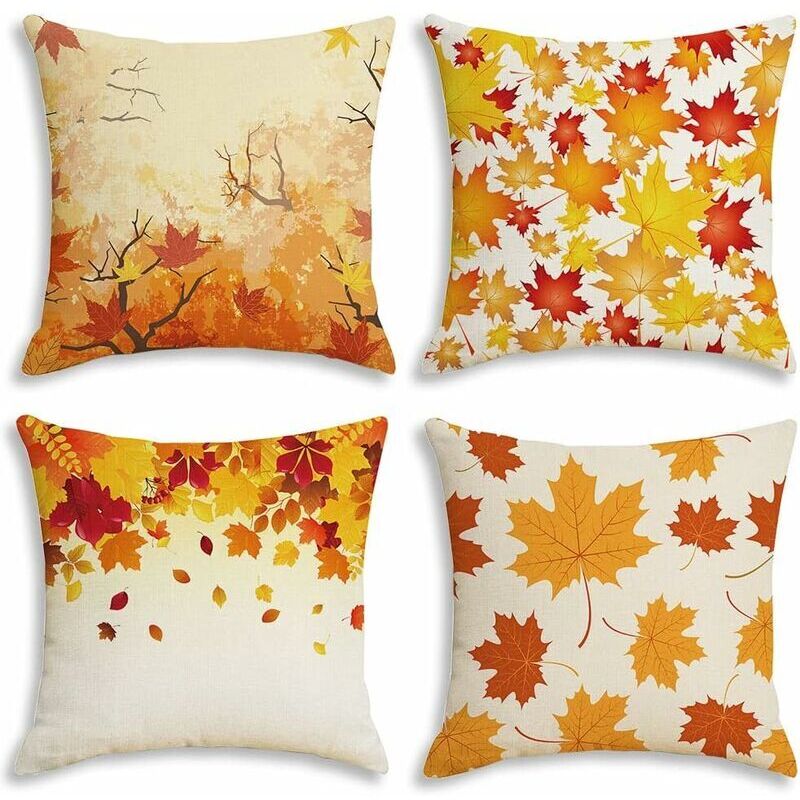 Green Mobility-Housse de coussin 4 pièces, housse de coussin automne 45x45cm, housse de coussin feuille d'érable, housse de coussin décorative pour