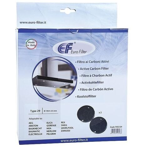 Lot de 2 filtres à charbon Type 29 Hotte Whirlpool Ikea Aeg FKS129 Eurofilter