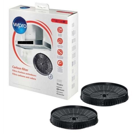 Lot de 2 filtres à charbon TYPE 57 (Diamètre : 175 mm) pour hotte Whirlpool, Bauknecht, Indesit, Ariston Hotpoint - 484000008824