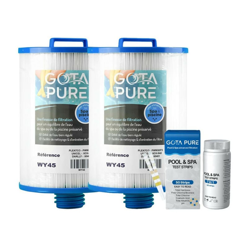 Lot de 2 Filtres spa Pleatco PWW50 / Unicel 6CH-940 / Darlly 60401 / WY45 et bandelettes 7 en 1 offertes