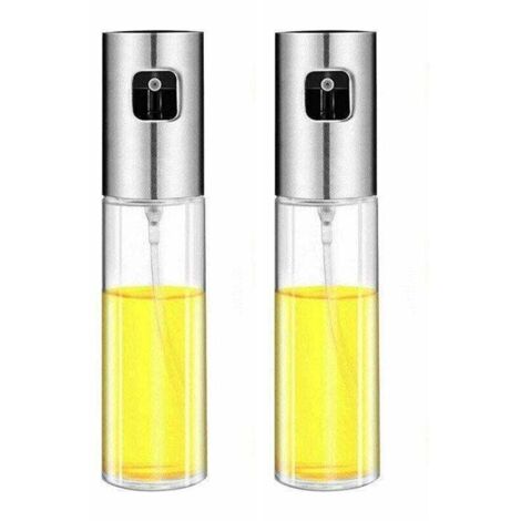 Lot de 2 flacons pulvérisateurs d'huile d'olive et de vinaigre pour la cuisine, avec corps en verre.