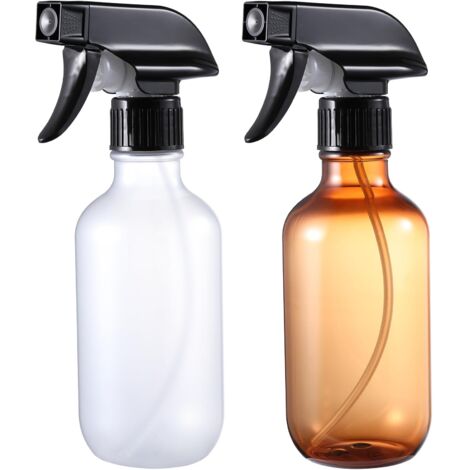 Lot de 2 flacons pulvérisateurs vides en plastique à remplir avec tête de pulvérisation réglable pour fleurs, jardin, animaux domestiques - Marron - 300 ml