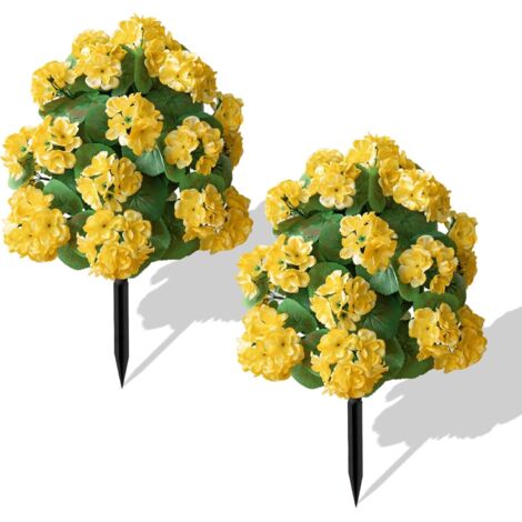 Lot de 2 fleurs artificielles extérieures avec tige au sol, Résistantes aux UV – Ne décolorent pas – Sans entretien – Idéales pour jardin, porche, terrasse