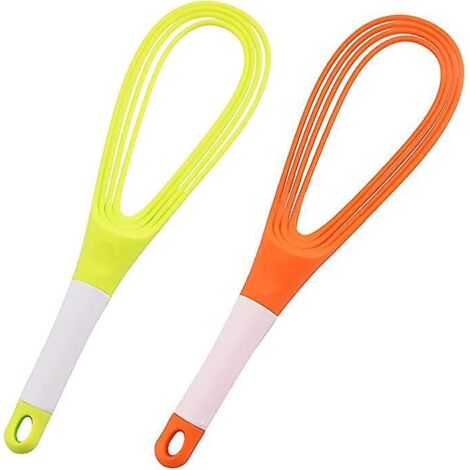 lot De 2 Fouets Plats En Silicone (orange, Vert) Fouets En Silicone Colors Fouet  Main, Fouet En Silicone Pour Fouet Fouet Et Fouet