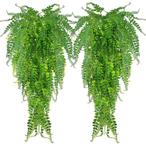 Lot de 2 fougères artificielles de Boston, fausses plantes artificielles