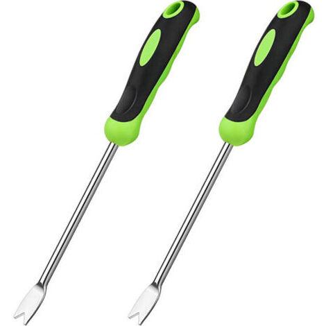 Lot de 2 fourches à racines de désherbage manuelles, extracteur de racines de désherbage manuel, outil de désherbage manuel pour creuser, désherber, ameublir le sol, extracteur de pissenlit pour