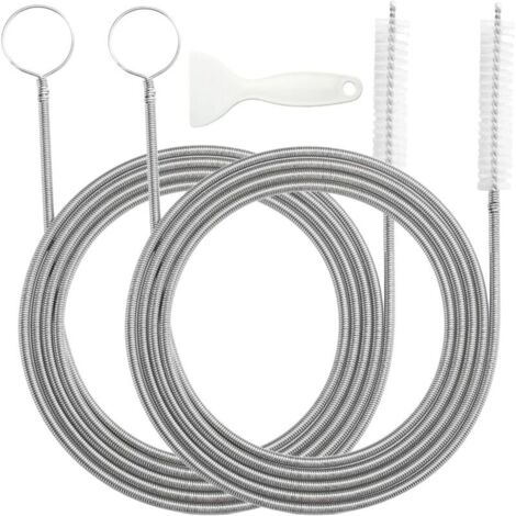 Lot de 2 Furet Deboucheur Canalisation, 150cm Goupillon pour Réfrigérateur avec 1 Grattoir pour Dégivrage, Deboucheur Evier Pliable, Furet Deboucheur de Tuyau Étroite pour Lavabo