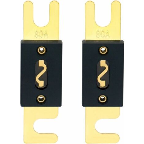 Lot de 2 fusibles ANL- 80 A - pour système audio de voiture - noir et doré