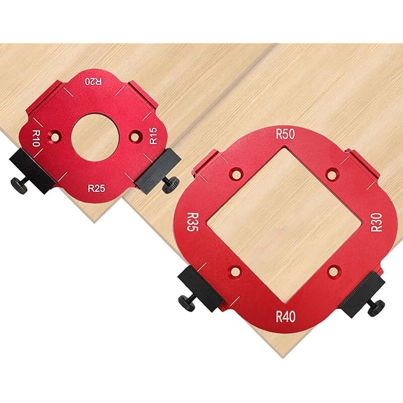 Lot de 2 gabarits de défonceuse d'angle 8 en 1 pour le travail du bois R10 R15 R20 R25 R30 R35 R40 R50