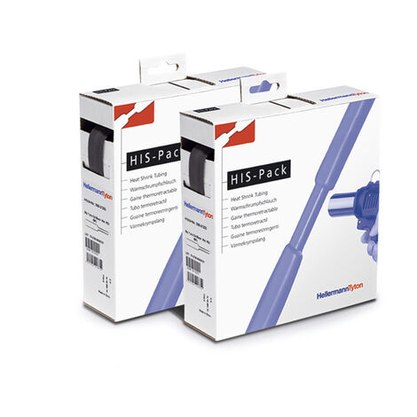 Lot de 2 gaines thermorétractables noires devidoir 10 mètres 1,6/0,8 + 3,2/1,6 - HellermannTyton
