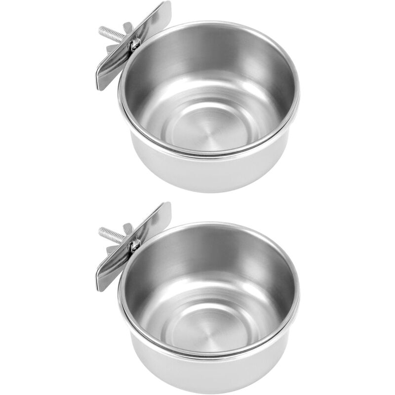 Lot de 2 gamelles à Oiseaux en Acier Inoxydable à Suspendre, Accessoires pour Cage à Oiseaux, Accessoires pour Cage à Rats (10 x 4,5 cm)