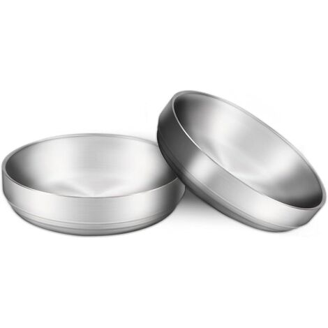 Lot de 2 gamelles en acier inoxydable 304 pour chat - Sans danger pour le contact avec les aliments - Anti-chute et facile à nettoyer