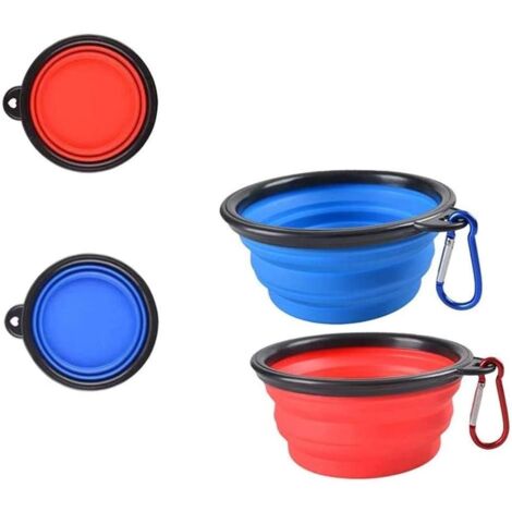 Lot de 2 gamelles portables pour chien, gamelles pliables pour chien, gamelles de voyage pour chiens et chats, gamelle portable en silicone pour animaux de compagnie, petite pour chats, chiens, randon