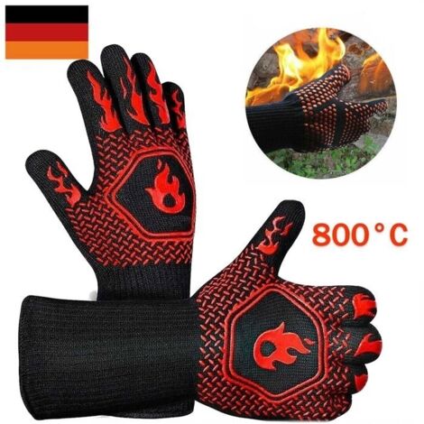 Lot de 2 gants de barbecue ignifuges jusqu 800 C gants de protection pour four rsistants la chaleur Label