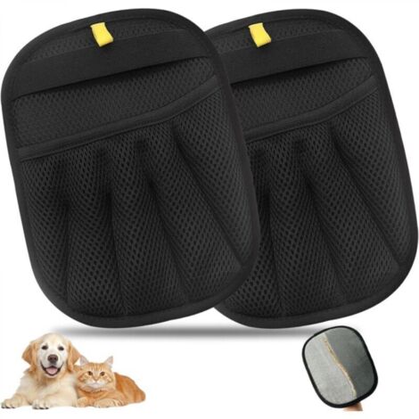 Lot de 2 gants de brossage pour poils d'animaux, brosse double face pour le lavage, le toilettage et l'élimination des poils d'animaux, pour canapé, vêtements